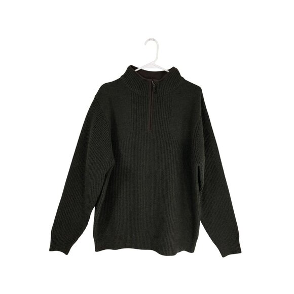 NWT L.L. Bean 100% LambsWool Sweater Size L-Reg Waterfowl Mens Olive Green - Picture 2 of 13